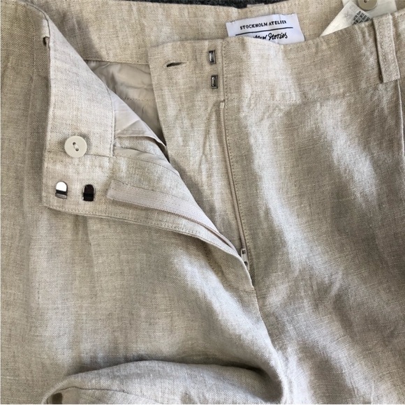& other stories 100% linen pants size 10 with front pockets and one back pocket - Picture 5 of 11